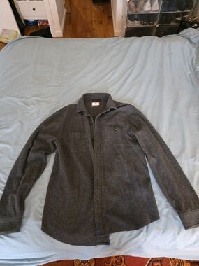 Marine Layer Men's Charcoal Gray Casual Button-Up Jacket Shirt